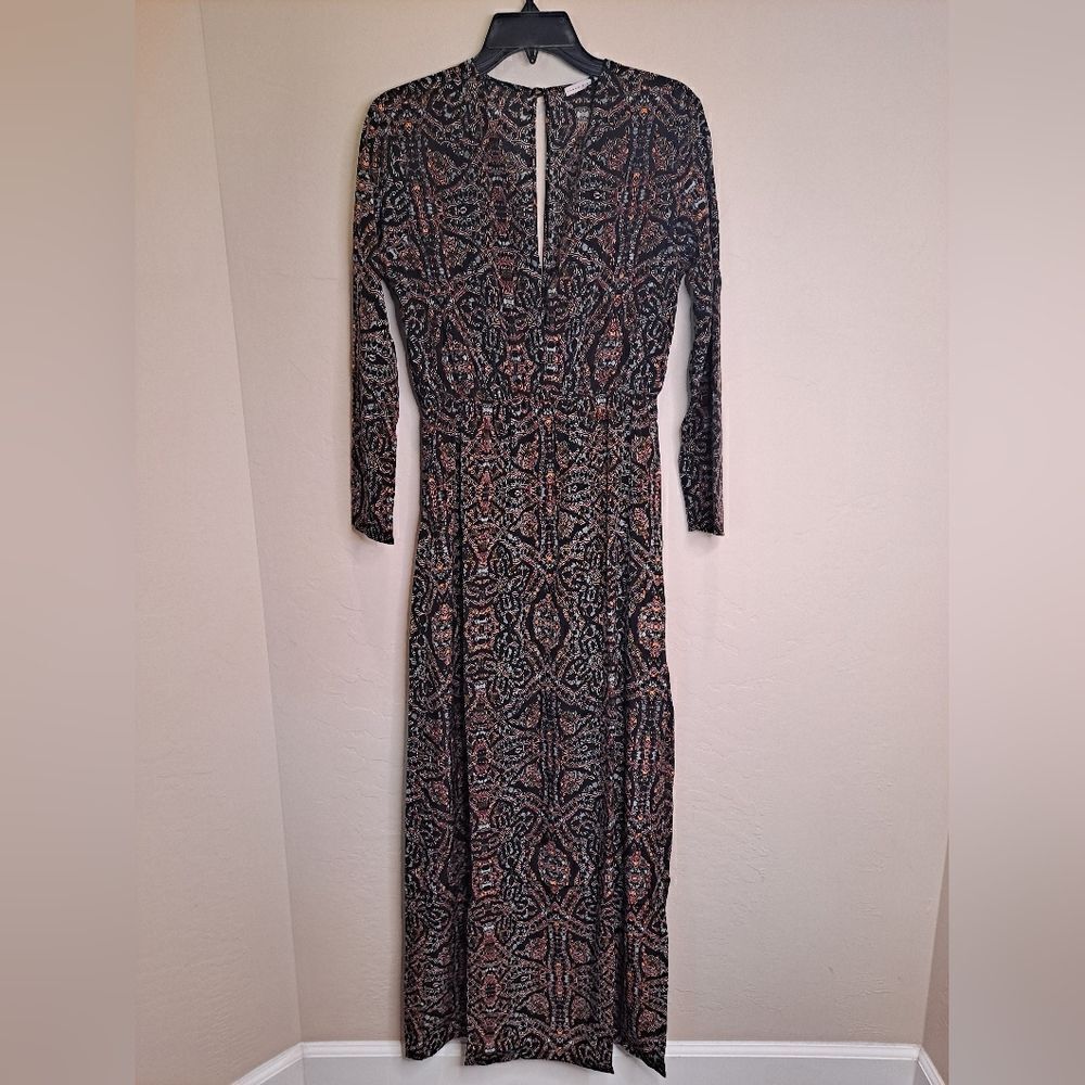 Three Eighty Two Maxi Gemma Deep V Maxi Dress Long Sleeves NWT Size Small